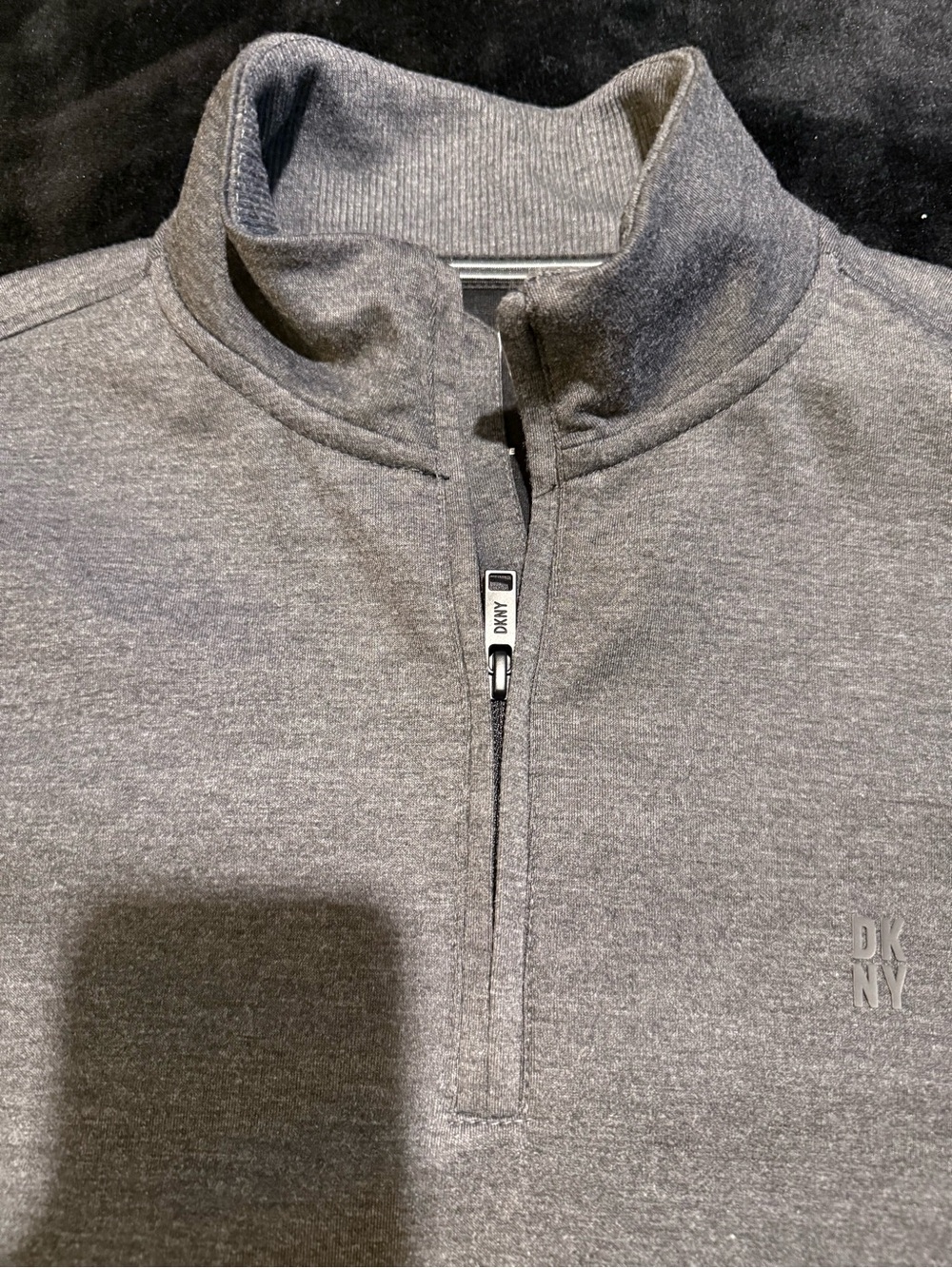 DKNY Men’s Heather Gray Half-Zip Mock Neck Sweater
